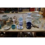 Assorted ceramics and glass, including a pair of Gustavsberg Argenta planters, 33cm diameter (30)