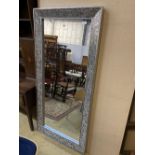 A modern silvered framed wall mirror, width 83cm height 170cm