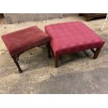 Two George III style mahogany stools, larger 72 x 70cm height 34cm