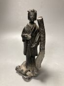 A Japanese spelter figure of lady, 17.7cm.