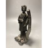 A Japanese spelter figure of lady, 17.7cm.