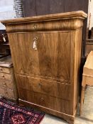 A French walnut secretaire à abbatant, width 109cm depth 51cm height 148cm