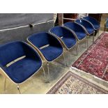 A set of six Hulsta D5 bentwood and blue suede dining chairs, width 58cm depth 58cm height 75cm