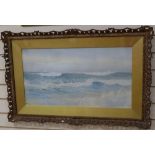 Frederick William Sturge (1878-1908), watercolour, Waves breaking on the shore, signed 37 x 69 cm