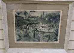 Thomas Walsh (1938-), aquatint, 'Canal Bridges', signed in pencil, 32 x 42cm