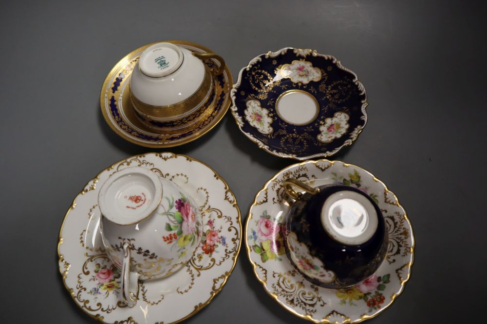 A Royal Crown Derby teacup, a saucer and a tea plate, hand painted with flowers date code 1912, a - Image 3 of 5