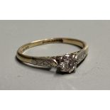 An 14ct gold and solitaire diamond ring, size L, gross 1.8 grams.CONDITION: Stone approx. 0.18- 0.