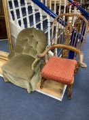 A Victorian yew and elm Windsor armchair and a Victorian spoonback chair