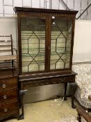 A Chippendale revival mahogany display cabinet on stand, width 114cm depth 43cm height 192cm