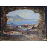 Italian School, oil on canvas, Grotto at Naples, indistinctly signed, 24 x 30cm, unframed