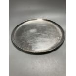 A Keswick School of Industrial Arts planished pewter tray, diameter 38cm