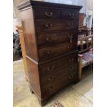 A George III mahogany chest on chest, width 110cm depth 54cm height 179cm