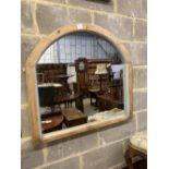 A Victorian pine framed arched wall mirror, width 90cm height 81cm