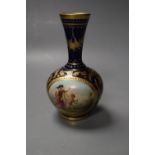 A Vienna vase painted with a woman and children on a blue and gilt ground, 14cm