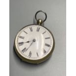 A 19th century brass cased keywind verge pocket watch, by Edward Thompson, London, numbered 7623,