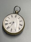 A 19th century brass cased keywind verge pocket watch, by Edward Thompson, London, numbered 7623,