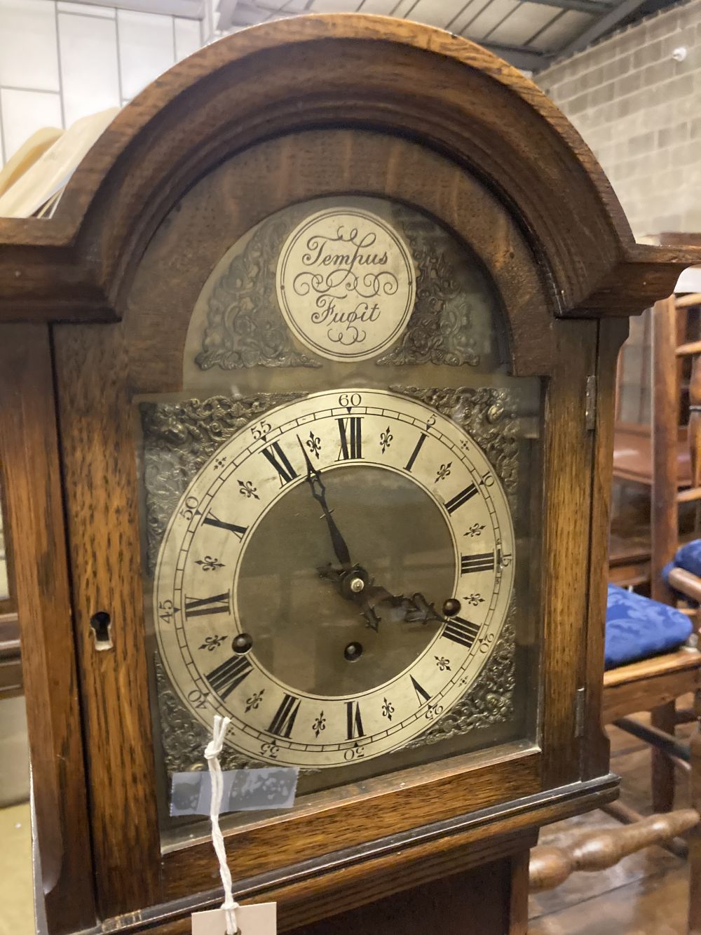 A 1930's oak cased eight day striking and chiming longcase clock, height 169cm - Image 2 of 4