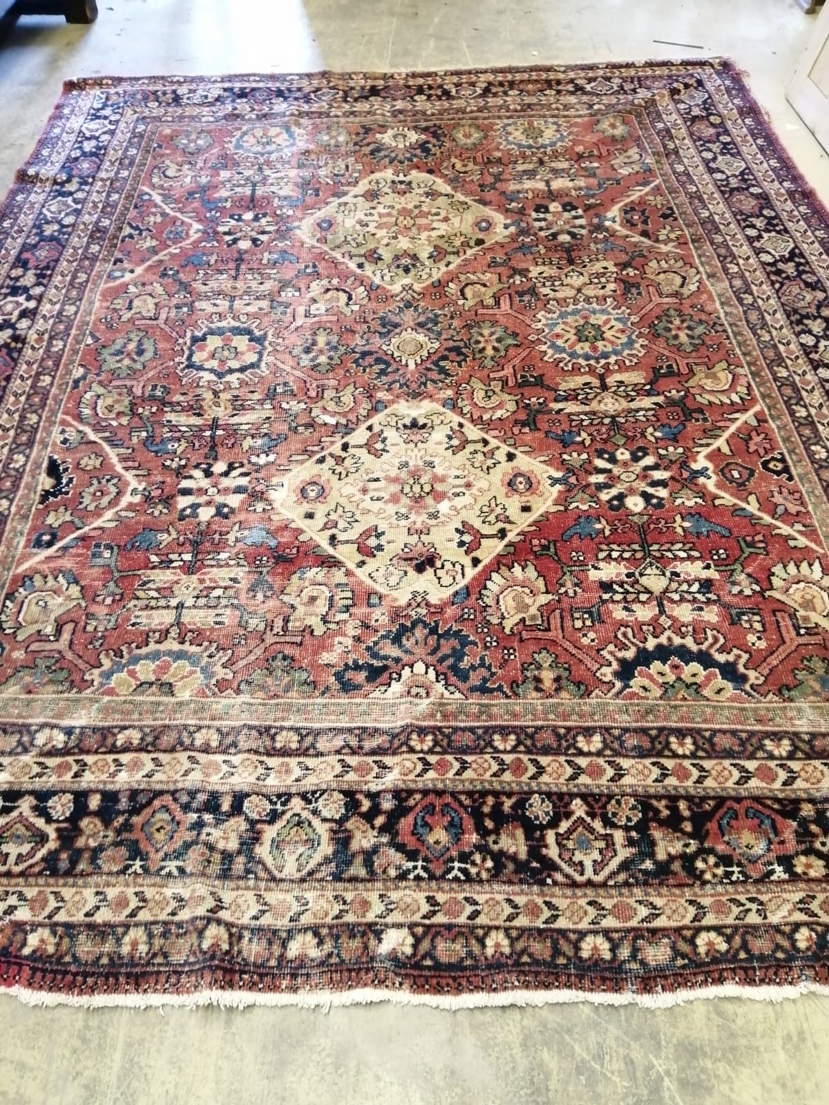 A Caucasian brown ground carpet, 280 x 190cm