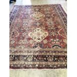 A Caucasian brown ground carpet, 280 x 190cm