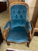 A Victorian mahogany button back back armchair