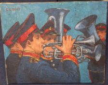 Dennis Gilbert (Modern British), oil on canvas, Salvation Army Bandsman, signed, 38 x 46cm, unframed