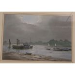 Ashton Cannell (d.1994), two watercolours, Estuary scenes with moored boats, signed, 24 x 35cm and