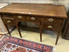 A George III mahogany crossbanded sideboard, width 153cm depth 64cm height 86cm