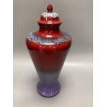 A Poole pottery flambe vase and cover, inspired by Ruskin and made for the V & A Arts and Crafts