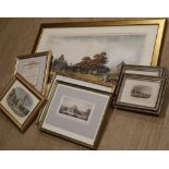 A quantity of prints and engravings: a pair of framed black & white steel engravings of