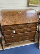 An 18th century walnut bureau, width 91cm depth 50cm height 99cmCONDITION: General small scuffs