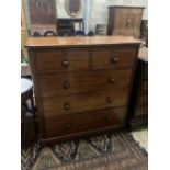 A large Victorian mahogany five drawer chest of drawers, width 120cm depth 50cm height 119cm