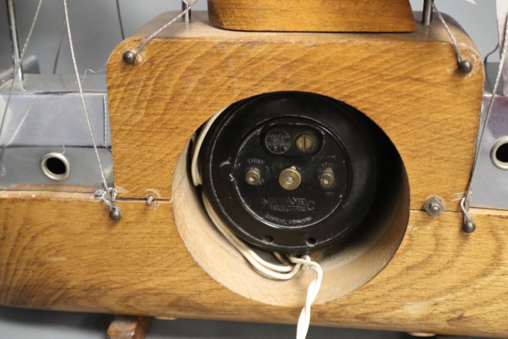 A novelty timepiece in the form a three-masted ship, Metamech Electric movement, 42cm - Image 4 of 4