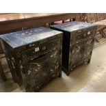 A pair of small Japanese lacquer chests, width 50cm depth 39cm height 61cm