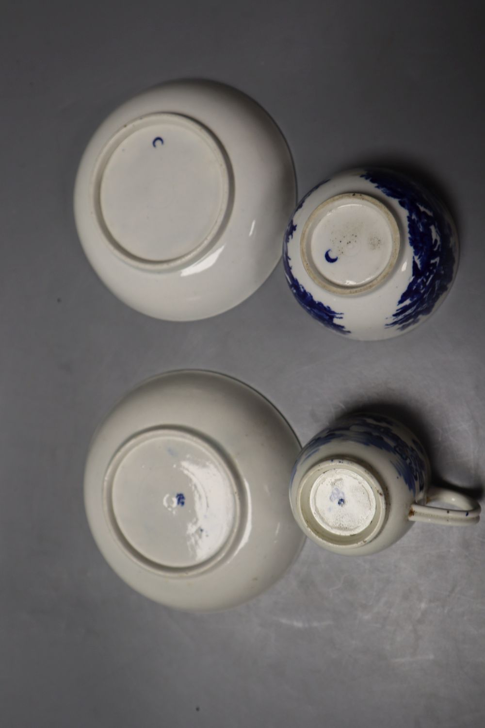 A Worcester Bat pattern coffee cup and saucer and a European Landscape teabowl and saucer - Image 4 of 4