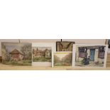 H. W. G. Betteridge (19th/20th century), five unframed watercolour drawings, possibly postcard