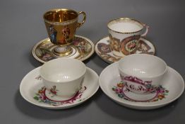 A 19th century Vienna coffee cup and saucer finely painted with classical scenes, Sevres coffee