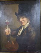 Victorian School, oil on canvas, Gentleman artist raising a glass of wine, 74 x 59cm