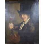 Victorian School, oil on canvas, Gentleman artist raising a glass of wine, 74 x 59cm