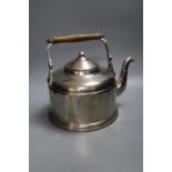 A large chrome kettle, with turned beech swing handle, height 28cm