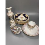 A Worcester Kakiemon vase, c.1765, a 19th century Paris porcelain plate and three tea bowls and 19th