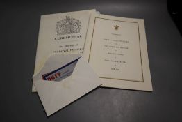 Marriage of Charles, Prince of Wales and Lady Diana Spencer 1981. Two wedding ceremony invitations