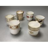 Six coffee cans including Worcester Coalport and Spode, 6cm