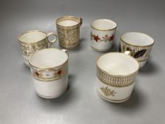 Six coffee cans including Worcester Coalport and Spode, 6cm