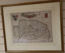 Coloured engraving, Map of Nortfolcia, Norfolke, 39 x 51cm