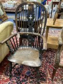 A Victorian ash and elm Windsor armchair