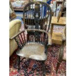 A Victorian ash and elm Windsor armchair