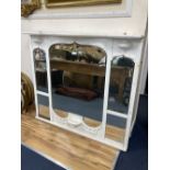 A late Victorian white painted overmantel mirror, width 128cm height 116cm