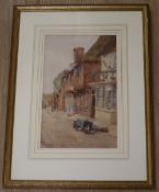 Edith Giffard Houseman (1875-), watercolour, Street scene with old cottage, signed and dated 1921,