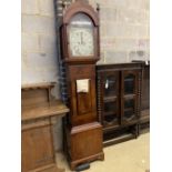 An early 19th century inlaid mahogany eight day longcase clock, height 224cm