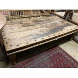 An Indonesian studded hardwood rectangular coffee table, width 180cm depth 98cm height 48cm